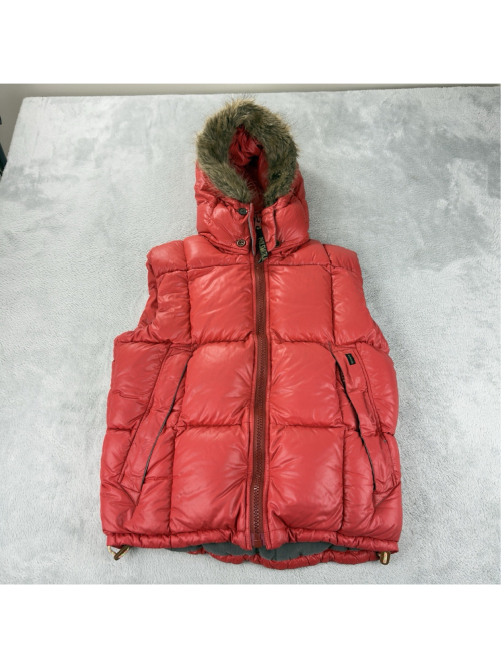 Paul Smith Jeans Men's Size Large Down Red Hooded Puffer Vest 100% Nylon